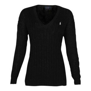 POLO RALPH LAUREN V-NECK CABLE KNIT SWEATER PIMA COTTON